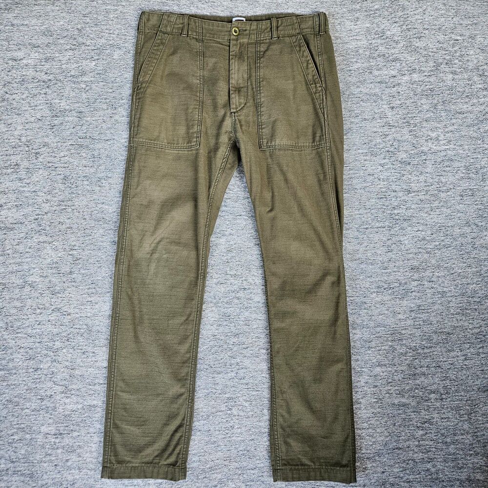 Tellason Fatigue Olive Green Sateen OG 107 Tapered Leg Men's Pants Size 33x31